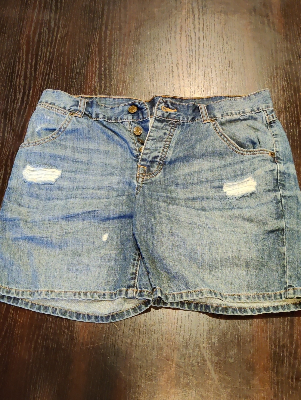 LONDONJEAN Light Blue Distressed Denim Shorts